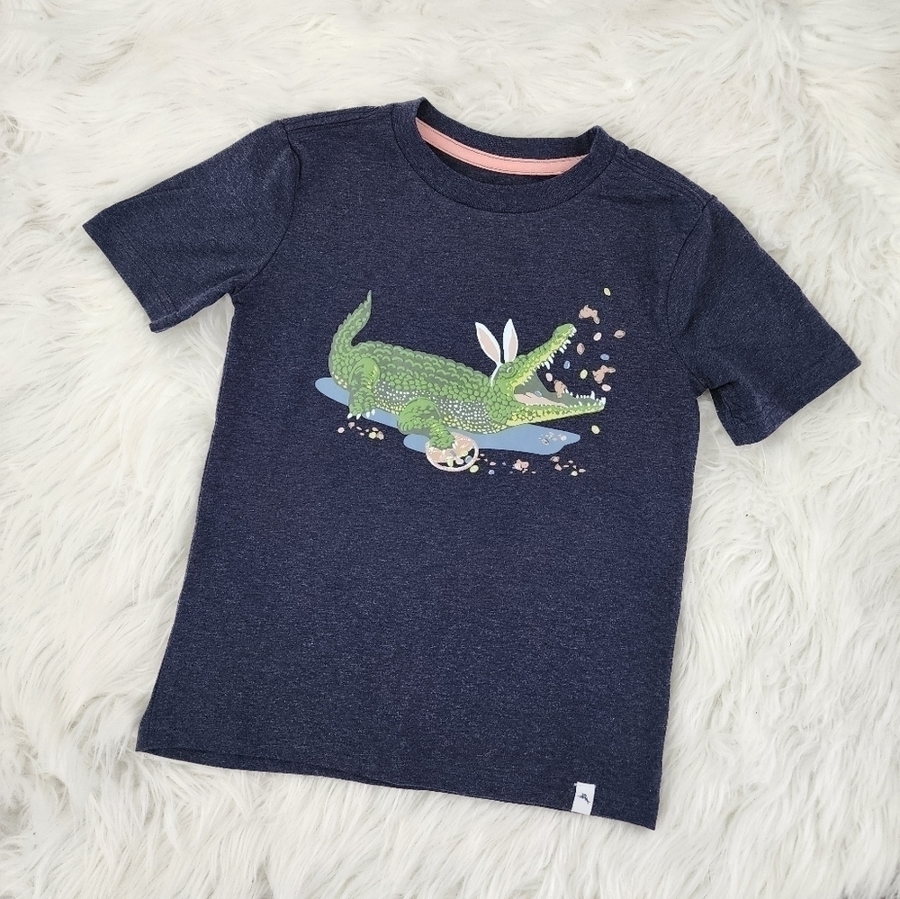 Tommy Bahama Alligator easter themed graphic tee. Navy. Size S (5-6). New withou